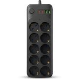 Akım Korumalı Çoklu Priz, 2 Adet USB 2 Adet Type-C Girişi, 10 Adet Priz Girişi, 2500W Termal Korumalı, 2 Metre Kablo Uzunluğu, Hızlı Şarj Destekli, Tüm Cihazlar İçin Uygun Çoklu Şarj İstasyonu
