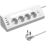 Akım Korumalı Çoklu Priz, 2 Adet USB 2 Adet Type-C Girişi, 4 Adet Priz Girişi, Hızlı Telefon - Çok Renkli