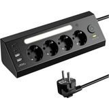 Akım Korumalı Çoklu Priz, 2 Adet Usb 2 Adet Type-C Girişi, 4 Adet Priz Girişi, Hızlı Telefon Şarjı, 2 Metre Kablo Uzunluğu, Masa Üstü Ve G