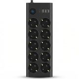 Akım Korumalı Çoklu Priz, 3 Adet USB 1 Adet Type-C Girişi, 10 Adet Priz Girişi, 3680W Termal Akım Korumalı, 1.5 Metre Kablo Uzunluğu, Hızlı Şarj Destekli, Tüm Cihazlar İle Uyumlu Çoklu Şarj İstasyonu