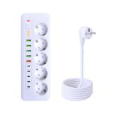 Akım Korumalı Grup Priz 5 USB'li ve 5 TYPE-C li 5'lı Grup Priz 2 m Kablo Çocuk Korumalı