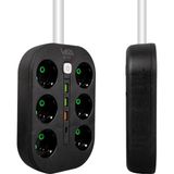 Akım Korumalı Priz, 1.5 Metre Kablo, 3 x Usb, 1 x Type-C Pd Girişli, Grup Priz, 10AH Anahtarlı Priz, 2500W Güç, Usbli,telefon Sarjlı, Anahtarlı, Topraklı,