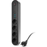 Akım Korumalı Priz 2500W 10A – 2 USB + Type-C – 2m Uzatma Kablosu | Çoklu Şarj (Siyah)