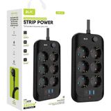 Akım Korumalı Priz, 6x Priz Soketi, 2x Usb Girişi, 1x Type-C Girişi, Tasarruflu Uzatma Kablosu, Çocuk Korumalı Adaptör (2 Metre)