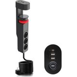 Akım Korumalı Priz Masa Kenarı Ayarlanabilir 3 Priz + 2 USB + 1 Type C Girişli Priz