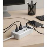 akım Korumalı Priz ve Masaüstü Şarj Istasyonu Kablosuz 3 Priz ,4 Usb, 2 Type-C Girişli 2 Me - Çok Renkli