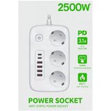 Akım Korumalı Priz Ve Masaüstü Şarj İstasyonu Kablosuz 3 Priz ,4 Usb, 2 Type-C Girişli 2 Metre
