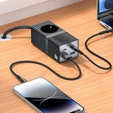 Akım Korumalı USB Type-C Priz Uzatma Kablosu Çok Amaçlı Şarj Cihazı Çoklu Priz 1.5m 2500W 65W Output