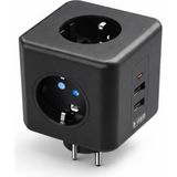 Akım ve Voltaj Korumalı Küp Priz 3 USB Destekli Tdms-07 - Renkli - 1