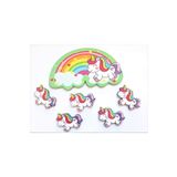 AKIN AKSESUAR HEDİYELİK Gökkuşağı Ve Unicorn Figürlü Kapı Duvar Dolap Çocuk Odası Ahşap Yapıştırma Süsü Duvar Dekorasyon