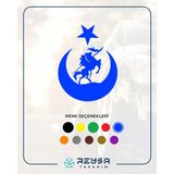 Akıncı Ve Ay Yıldız Türk Bayrağı Araba Sticker 17X17 Cm Mavi