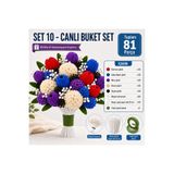 Akkaymak Çiçek Yapım Seti 10 Adet Beyaz Çiçek Teli (30 cm) + 30 M Çiçek Bandı + 50 adet Şönil Set 10 Canlı Buket Şönil Çiçek Yapım Seti