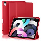 Akkerds iPad Air 5. Nesil Kılıf 2022/ iPad Air 4. Nesil Kılıf 2020 10,9 İnç Kalem Tutuculu [Otomatik Uyku/Uyanma], iPad Air 5/4 için Trifold Stand Akıllı Kılıf, Kırmızı