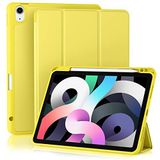 Akkerds iPad Air 5. Nesil Kılıf 2022/ iPad Air Kılıfı 4. Nesil 2020 10,9 İnç Kalem Tutuculu [Otomatik Uyku/Uyanma], iPad Air 5/4 için Trifold Stand Akıllı Kılıf, Sarı