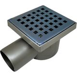 Akkon Lüks Çekvalfli Kare Paslanmaz Süzgeçli Yandan Çıkışlı Yer Süzgeci Yer Sifonu Koku Haşere Giderici 10X10 cm - 10 x 10 cm