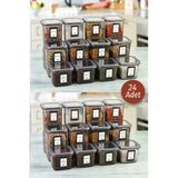 Akkoyunlu Home 24'Lü Set Etiketli, Kırılmaz Kare Erzak Saklama Kabı Antrasit X8 1,75 Lt/1,2 Lt/0,55 Lt