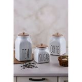 Akkoyunlu home 3 Boy Bambu Kapaklı Vakumlu Çizgili Kavanoz Seti Baharatlık Takımı (TEA-SUGAR-COFFE)