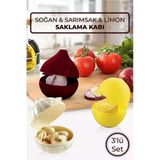 Akkoyunlu Home 3'Lü Set Soğan Sarımsak Limon Saklama Kabı