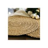 Akkoyunlu Home 6'Li Amerikan Servis Hasır Örme Supla Yuvarlak Bambu Kaliteli Büyük 37 Cm