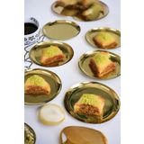 Akkoyunlu home 6'lı Metal Sunumluk Tatlı Çerez Servis Tabağı Gold 12 cm