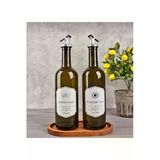 Akkoyunlu home Ahşap Stantlı 2'li 750 ml Zeytinyağı Sıvı Yağ Şişesi Yağdanlık Yağlık 750 ml