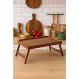 Akkoyunlu home Akasya Bambu Ayaklı Tepsi Katlanır Ayaklı Bambu Yatak Keyif Tepsisi (50cm*30cm)