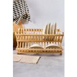Akkoyunlu home Bambu Bulaşıklık Tabaklık 2 Katlı Katlanabilir Tabaklık Orta Boy(40 cm x 33 cm)