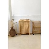 Akkoyunlu home Bambu Çamaşır Sepeti Ekose Bambu Sepet Natural 62x45x45 Cm