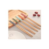 Akkoyunlu home Bambu Chopstick 5li Desenli Yıkanabilir Çin Çubuk Suşi Ramen Noodle Yemek Çubuğu