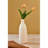 Akkoyunlu Home Çizgili Dekoratif Pinterest Vazo Seramik Şık Dekorasyon Vazo (Beyaz) 25 Cm