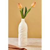Akkoyunlu Home Dalgalı Dekoratif Pinterest Vazo Seramik Şık Dekorasyon Vazo Seti (Beyaz) 24 Cm