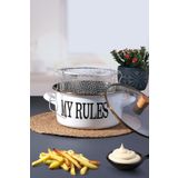 Akkoyunlu home Emaye Cam Kapaklı Kızartma Tenceresi Fritözlü Kızartma Tavası Slogan Serisi 22 cm