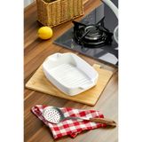 Akkoyunlu home Kulplu Isıya Dayanıklı Seramik Fırın Kabı Izgara Tabanlı Graten Ve Sunum Kabı 25x15x4 cm