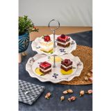 Akkoyunlu home Seramik 2 Katlı Limon Desen Sunumluk Kurabiye,Lokum,Çerez ve Pasta,Kek Servis Tabağı