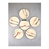 Akkoyunlu home Seramik 6'lı Pasta Tabağı Sunumluk Servis Tabağı Limon Desenli