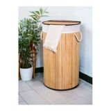 Akkoyunlu home Yuvarlak Bambu Çamaşır Kirli Sepeti 50 L