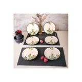 Akkoyunlu home Zeytin 6 Parça 6 Kişilik Lüx Seramik Pasta Servis Takımı Servis Tabağı Yuvarlak 20cm