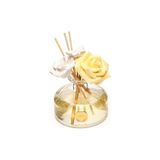 aklow akyoleticaret 150 ml Boyunlu Cam Şişe, Seramik Çiçek Taş, Çubuklu Vanilya Sandal Oda Kokusu - Çok Renkli