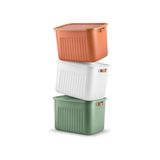aklow akyoleticaret 2 Adet Modern Kapaklı Büyük Boy Saklama Kutu Seti -20 L – Beyaz- Taşınabilir Kulplu, Dolap Içi Düzenleyici, Çok Amaçlı Organizer Kutu, Oyuncak & Kıyafet Kutusu - Çok Renkli