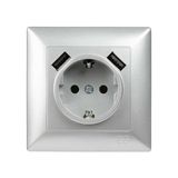 aklow akyoleticaret 2 USB Çıkışlı Çocuk Korumalı Topraklı Priz, 5V, 2.4A, Gümüş - Çok Renkli