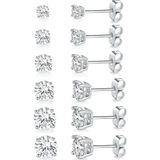 aklow akyoleticaret 316L Cerrahi Paslanmaz Çelik 3 Çift Kıkırdak Küpe Seti Kadın Erkek Unisex Tek Taşlı Dikdörtgen Küpe Gümüş Renk Minimal Helix Tragus Cartilage Piercing Küpe Seti Günlük Kullanım Takı