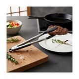 aklow akyoleticaret 38 cm Paslanmaz Çelik Saplı Siyah Silikon Uçlu Salata ve Izgara Maşası, Isıya Dayanıklı Çizmez Kilitli Mutfak Servis Maşası Pişirme ve Sunum Ekipmanı - Çok Renkli - 10 cm