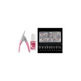 aklow akyoleticaret 500'LÜ Tips Yarımay Şeffaf +Mxbqn Fırçalı Yapıştırıcı 7g+Protez Tırnak Tips Makası 3'lü Set Şeffaf - Çok Renkli