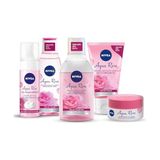 aklow akyoleticaret Aqua Rose Gül Suyu Içerikli Çeyiz Seti, Makyaj Temizleme Suyu ve Jeli, Yüz Yıkama Köpüğü, Tonik, Krem