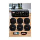 aklow akyoleticaret Black Small 6 Tavan Hoparlör ve Anfi Ses Sistemi Paketi, 1 Anfi + 6 Hoparlör