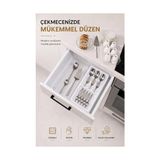 aklow akyoleticaret Çekmece Içi Bölmeli Kaşıklık Organizer Mutfak Düzenleyici, Beyaz S-11030 - Çok Renkli