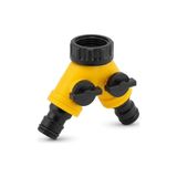aklow akyoleticaret Çift Çıkışlı Vanalı Musluk Adaptörü, 1/2" - 3/4", Y Bağlantı Aparatı - Standart