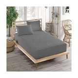 aklow akyoleticaret Gri Pamuklu Kapitoneli Fitted Yanı Çarşaflı Yatak Koruyucu Alez 120X200 - Renkli