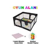 aklow akyoleticaret Güvenli Bebek ve Çocuk Oyun Alanı, Oyun Parkı, 125X125, Oyun Matı, Topları, Yatak - 10 x 10 cm - Renkli