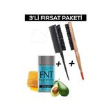 aklow akyoleticaret Hair Wax Stick For Men+ Profesyonel Topuz Fırçası 3033 + Topuz Krepe Şiş Tarak 3043 3'lü Set - Çok Renkli